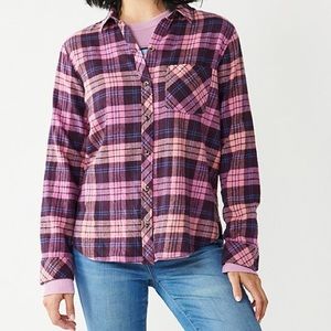 💜 Sonoma plum pink plaid flannel 💜